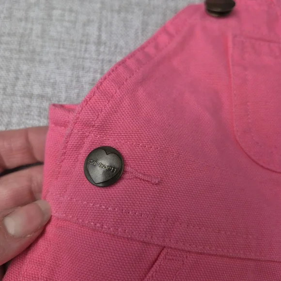 Carhartt Baby Girls Pink Canvas Overalls - Heart Hardware - 6M - Picture 4 of 10